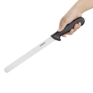 Kniv med tandad klinga svart 25,5 cm - Hygiplas - Fourniresto