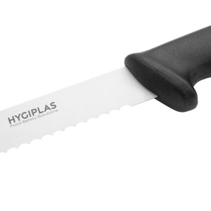 Kniv med tandad klinga svart 25,5 cm - Hygiplas - Fourniresto