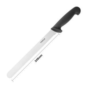 Kniv med tandad klinga svart 25,5 cm - Hygiplas - Fourniresto