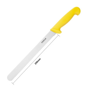 Kniv med tandad gul skärblad 25,5 cm - Hygiplas - Fourniresto