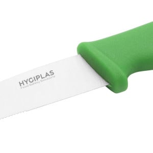 Kniv för grönsaker med tandad grön klinga 10 cm - Hygiplas - Fourniresto