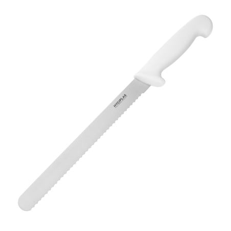 Kniv för att skära vit tandad klinga 25,5 cm - Hygiplas - Fourniresto