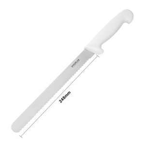 Kniv för att skära vit tandad klinga 25,5 cm - Hygiplas - Fourniresto