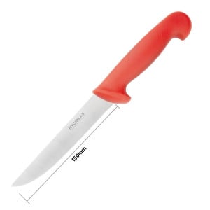 Red 15 cm Rigid Blade Boning Knife - Hygiplas - Fourniresto