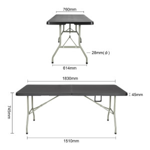 Hopfällbart svart bord i mitten 180 cm - Bolero - Fourniresto