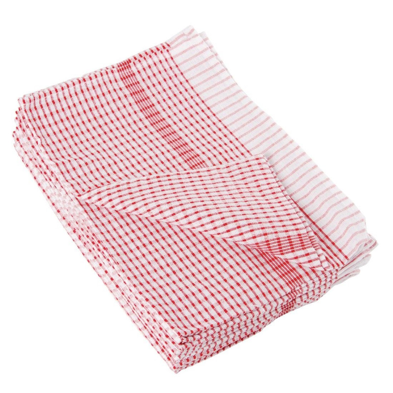 Red Poly Cotton Tea Towel - Pack of 10 - Vogue - Fourniresto