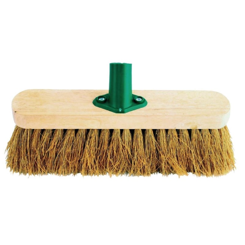 Soft Coco Broom Head with Wooden Handle 305mm - Jantex - Fourniresto