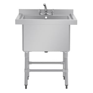 Diskbänk med hög bakkant 100 L 770 x 600 mm - Vogue - Fourniresto