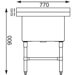 Diskbänk med hög bakkant 100 L 770 x 600 mm - Vogue - Fourniresto