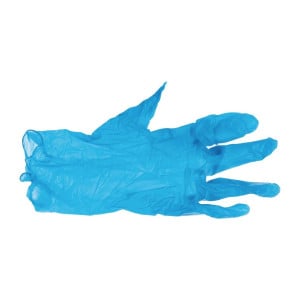 Gants Alimentaires en Vinyle Non Poudrés Bleus Taille L - Lot de 100 - Vogue - Fourniresto