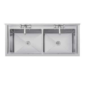 Double Sink with Backsplash 2 X 100 L 1410 X 600 Mm - Vogue - Fourniresto