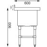 Dubbel diskbänk med djup och stänkskydd 2 x 100 L 1410 x 600 mm - Vogue - Fourniresto