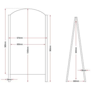 Kävelytielevy Musta Metallirunko 675 x 660 mm - Olympia - Fourniresto