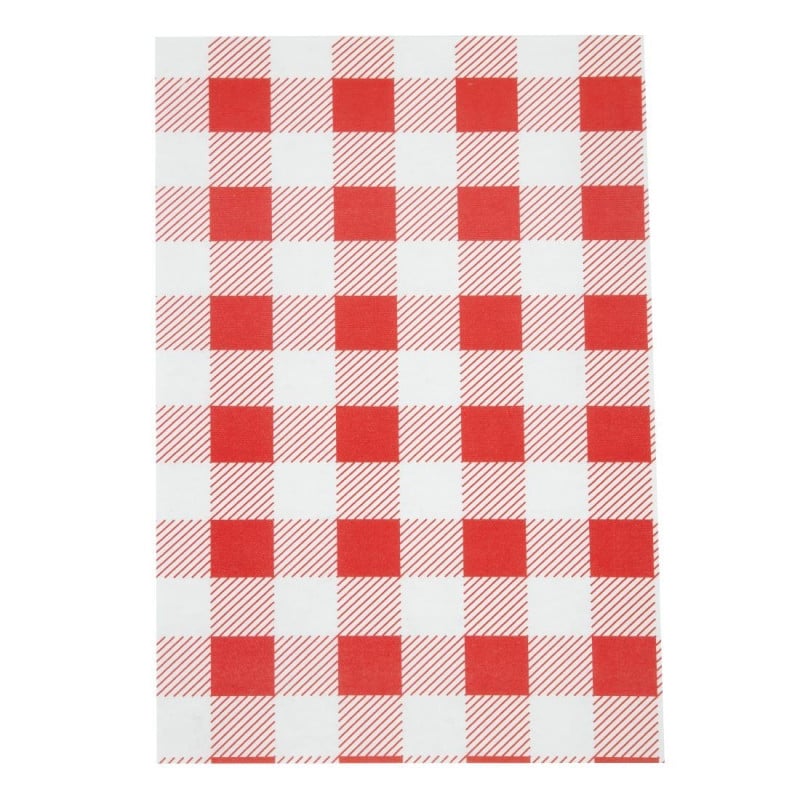 Papper Oljebeständigt Vichy Röd 190 x 310 mm - Paket om 200 - FourniResto - Fourniresto