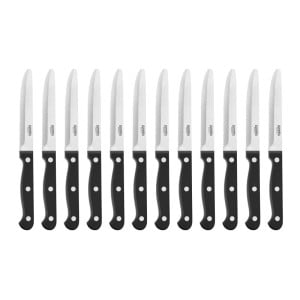 Rounded Black Steak Knives - Set of 12 - Olympia - Fourniresto