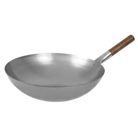 Wok i stål med halvklotformad botten Londonwok Ø 38 cm - FourniResto - Fourniresto