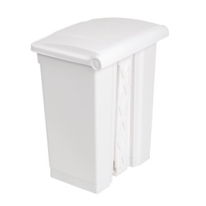 White 65L Pedal Kitchen Bin - Jantex - Fourniresto