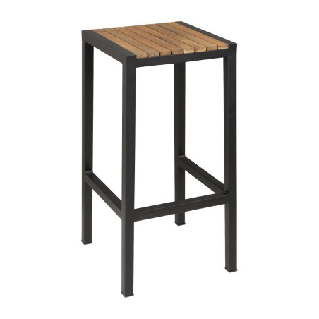 Steel and Acacia Bar Stools - Set of 2 - Bolero - Fourniresto