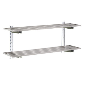 Väggmonterad hylla i rostfritt stål - L 1800 x 400mm - Gastro M