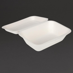 Hinged Bagasse Compostable Trays - 500 ml - Pack of 250 - Fiesta Green