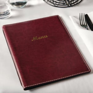 Protective Menu in Burgundy Faux Leather A4 - Olympia - Fourniresto