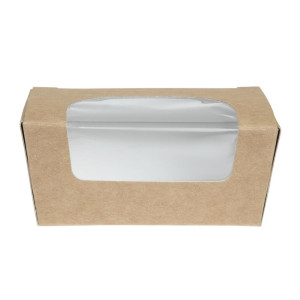 Rectangular Kraft Compostable Cake Boxes with Window - Pack of 500 - Colpac