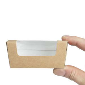 Rectangular Kraft Compostable Cake Boxes with Window - Pack of 500 - Colpac