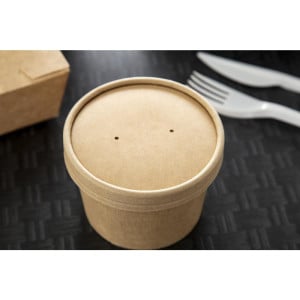 Kannet mikroaaltouuninkestäville kierrätettäville Kraft-keittoastioille 225 ml ja 350 ml - 500 kpl - Colpac