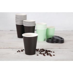 Disposable Black Hot Drink Cups - 225 ml - Pack of 50 - Fiesta