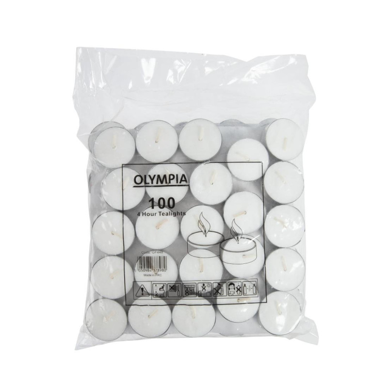 Värmeljus 4 timmar Ø 40 mm - Paket med 100 - Olympia
