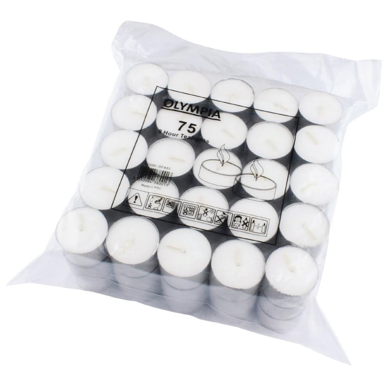 8 tunnin lämpökynttilät Ø 40 mm - 75 kpl - Olympia