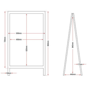 Kävelytiekehyksen puukehys 850 x 500 mm - Olympia - Fourniresto