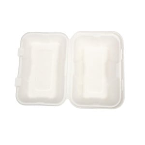 Meal Boxes in Bagasse with Hinged Lid - L 228mm - Pack of 200 - Vegware