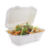 Meal Boxes in Bagasse with Hinged Lid - L 228mm - Pack of 200 - Vegware