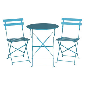 Steel terrace chairs - turquoise blue - Set of 2 - Bolero - Fourniresto