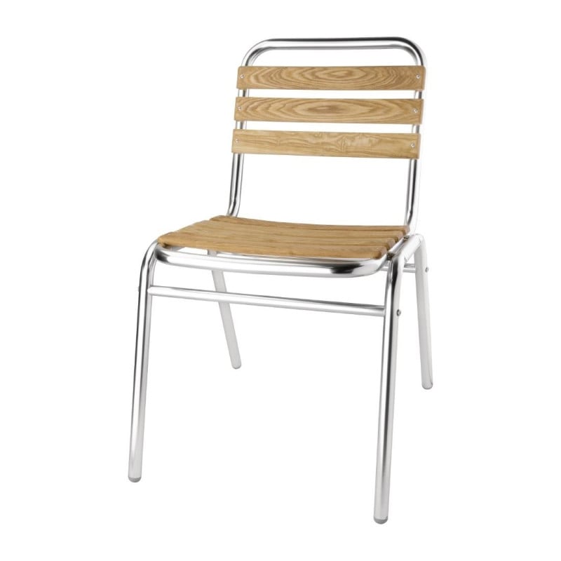 Bistrostolar i ask och aluminium - Set om 4 - Bolero - Fourniresto