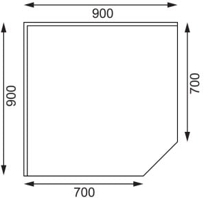 Kulmapöytä ruostumattomasta teräksestä - L 900 x 700mm - Vogue