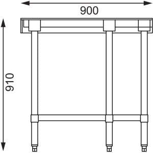 Kulmapöytä ruostumattomasta teräksestä - L 900 x 700mm - Vogue