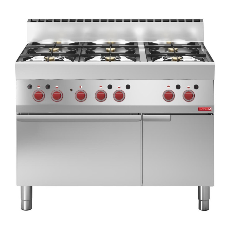 Fourneau 6 Feux Sur Four Électrique À Convection Avec Placard Ouvert 650 - Gastro M