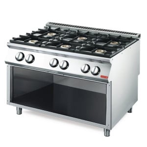 Gas Stove 6 Open Flames 700 On Open Cupboard - Gastro M