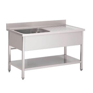 Plonge i rostfritt stål med låg hylla 1 ho till vänster-L 1200 x D 700 mm - Gastro M