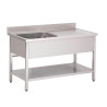 Stainless Steel Sink With Lower Shelf 1 Left Basin-L 1200 x D 700 mm - Gastro M