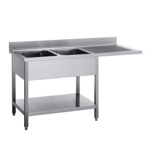 Plonge en Inox Avec Passage Lave-Vaisselle- L 1600 x P 700mm - Gastro M