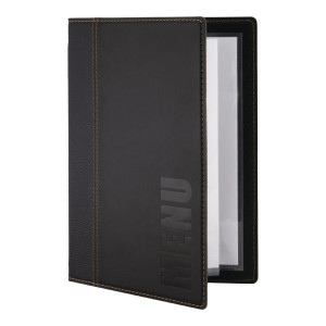 Contemporary A5 Black Menu Cover - Securit - Fourniresto