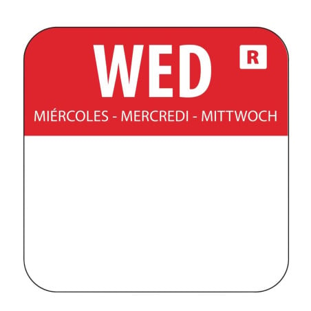 Red food labels "Wednesday" - - Pack of 1000 - Vogue - Fourniresto