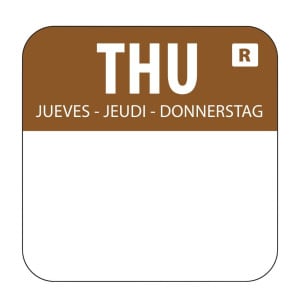 Brown food labels "Thursday" - - Pack of 1000 - Vogue - Fourniresto