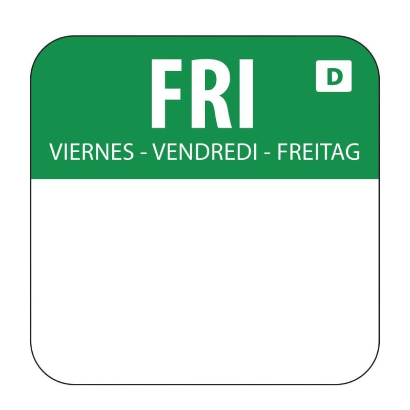 Lösliga Etiketter för Livsmedel "Fredag" - Låda med 1000 - Vogue