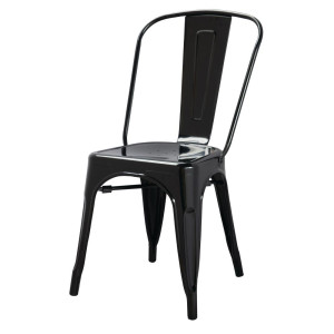 Stackable Steel Bistro Chairs - Black - Set of 4 - Bolero