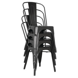 Stackable Steel Bistro Chairs - Black - Set of 4 - Bolero