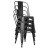 Stackable Steel Bistro Chairs - Black - Set of 4 - Bolero